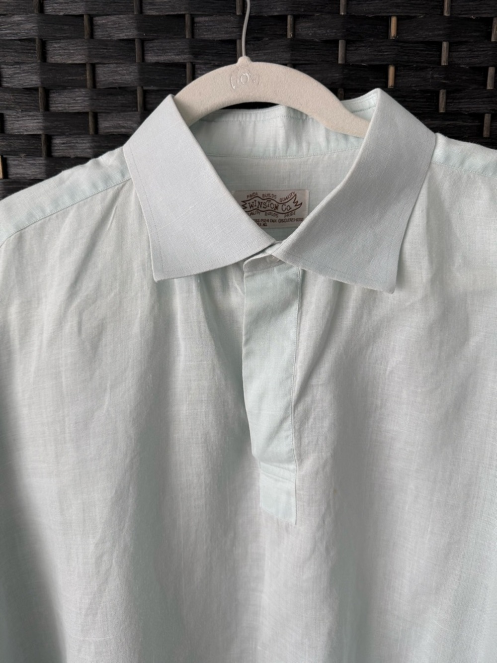Winston Co Linen Blend Pullover Shirt Long Sleeve Collared Lightweight Sz L - Picture 2 of 8